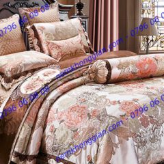 BỘ CHĂN DRAP PHỦ LUXURY GẤM LỤA LXG 8404P